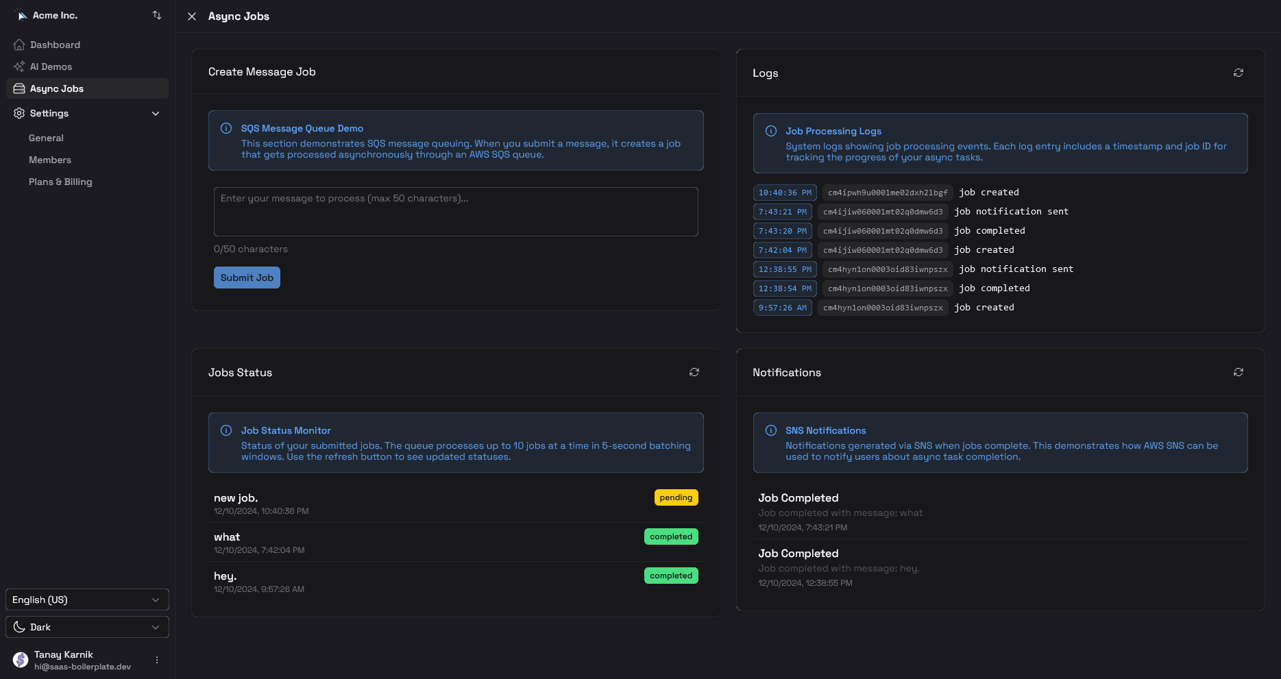 Async Jobs UI